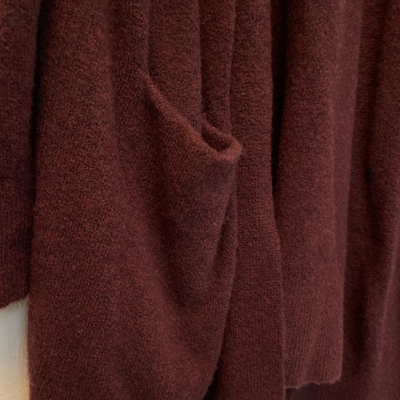 Madewell Open Front Patch Pocket Cardigan Merino/Alpaca Wool - Medium Burgundy - Picture 2 of 5